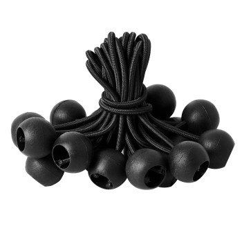 16 Pack Bungee Balls Cords Black Ball Bungee Heavy Duty Heavyweight 4 Inches Tarp Bungee Cords Weather Resistant Tie Down Stra