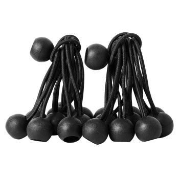 16 Pack Bungee Balls Cords Black Ball Bungee Heavy Duty Heavyweight 4 Inches Tarp Bungee Cords Weather Resistant Tie Down Stra