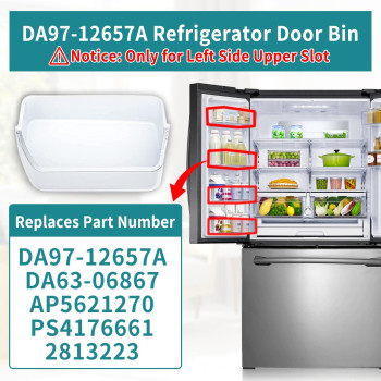 Rimous Da9712657A Door Bin Refrigerator Door Bin Shelf Left Replacement For Samsung Refrigerator Da6306867 Ap5621270 2813223