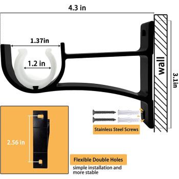 Curtain Rod Brackets Curtain Rod Holders Black Curtain Rod Bracket Heavy Duty Curtain Rods Hook For Wall Curtain Brackets Drape