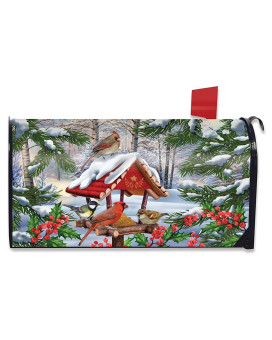 Briarwood Lane Gathered Together Winter Magnetic Mailbox Cover Cardinals Birdfeeder Standard