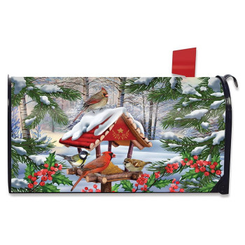 Briarwood Lane Gathered Together Winter Magnetic Mailbox Cover Cardinals Birdfeeder Standard