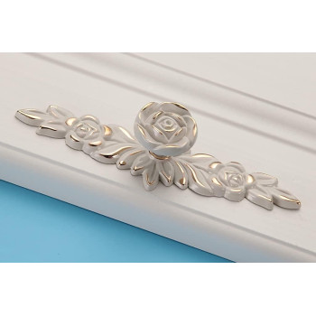 Esreake 6 Pack European Style Rose Cabinet Knobs With Backplate 57 Vintage Kitchen Zinc Alloy Flower Drawer Pulls Handles Kn