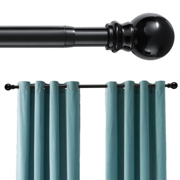 Horse Secret Black Curtain Rod 1 Inch Extra Long Curtain Rods For Windows 32 To 95 Inch Adjustable Window Curtains Rod For L