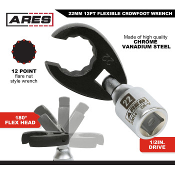 Ares 33010 10Piece Metric Flare Nut Crowfoot Wrench Set 38Inch Drive Flare Nut Crowfoot Wrenches From 10Mm To 19Mm 6 Po