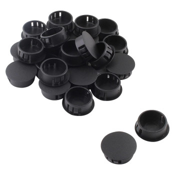 Jersvimc 25Pcs 34 Inch19Mm Black Hole Plug Plastic Hole Cover Round End Cap Plug Flush Type Tube Insert Plug Pipe Post Plug