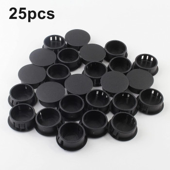 Jersvimc 25Pcs 34 Inch19Mm Black Hole Plug Plastic Hole Cover Round End Cap Plug Flush Type Tube Insert Plug Pipe Post Plug