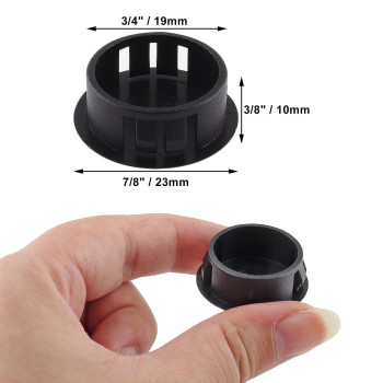 Jersvimc 25Pcs 34 Inch19Mm Black Hole Plug Plastic Hole Cover Round End Cap Plug Flush Type Tube Insert Plug Pipe Post Plug