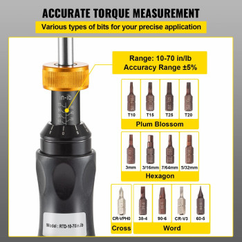 Vevor Torque Screwdriver 14 Drive Screwdriver Torque Wrench Torque Screwdriver Electrician 1070 Inlbs Torque Range Accura