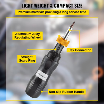 Vevor Torque Screwdriver 14 Drive Screwdriver Torque Wrench Torque Screwdriver Electrician 2070 Inlbs Torque Range Accura