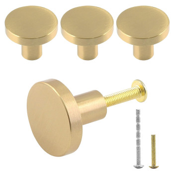 Jiozermi 4 Pack 1 Inch Cabinet Knobs With Mounting Screws Solid Brass Drawer Knobs Round Dresser Knobs Drawer Pulls Dresser