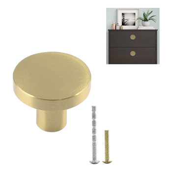 Jiozermi 4 Pack 1 Inch Cabinet Knobs With Mounting Screws Solid Brass Drawer Knobs Round Dresser Knobs Drawer Pulls Dresser