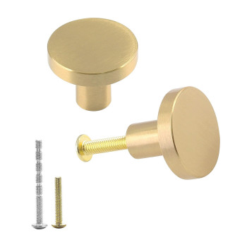 Jiozermi 2 Pack 1 Inch Cabinet Knobs With Mounting Screws Solid Brass Drawer Knobs Round Dresser Knobs Drawer Pulls Dresser