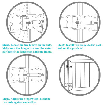 Bordersmover Selfclosing Gate Hinges Heavy Duty For Vinylwoodmetal Fence Pack Of 2 With Selftapping Screws And Adjuster T