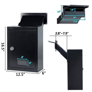 Toriexon Through The Wall Drop Box With Combination Lock 165 X 125 X 6 Adjustable Chute Deposit Safe Mail Box Black Ra