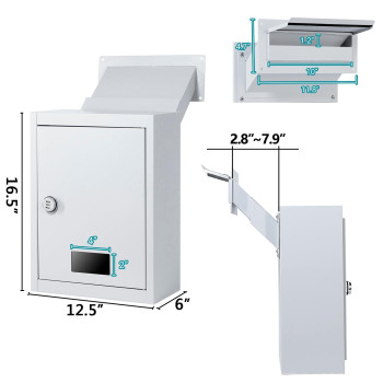 Toriexon Through The Wall Drop Box With Combination Lock 165 X 125 X 6 Adjustable Chute Deposit Safe Mail Box Rainproo