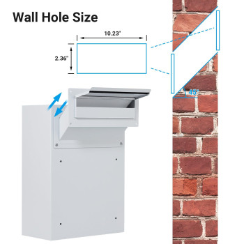 Toriexon Through The Wall Drop Box With Combination Lock 165 X 125 X 6 Adjustable Chute Deposit Safe Mail Box Rainproo