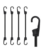 Marrteum 18Inch Bungee Cords With Hooks Black Elastic Rope Straps For Camping Bike Folding Wagon Trunk Etc 4Pcs Plasticc