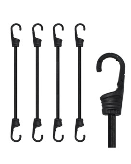 Marrteum 18Inch Bungee Cords With Hooks Black Elastic Rope Straps For Camping Bike Folding Wagon Trunk Etc 4Pcs Plasticc