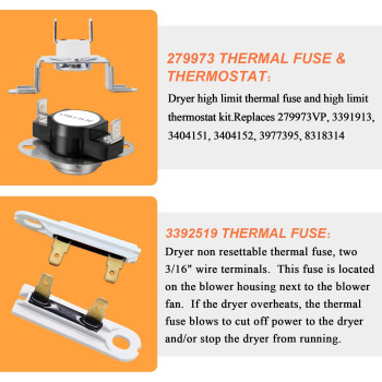 3387747 Ap6008281 Wp3387747 Dryer Heating Element Kitfit For Whirlpool Cabrio Kenmore He2 Kenmore Elite He3 Maytag Dryers Gew92