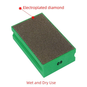 Diamond Hand Polishing Pads 60 Grit Sanding Blocks Foam Backing For Tile Stone Marble Concrete Ceramics Granite Glass Wet Dry 1P