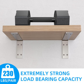 Yumore Shelf Bracket 8 Inch Heavy Duty 15 Thick Solid L Brackets Max Load 230Lbs Stainless Steel Countertop Bar Top Sup