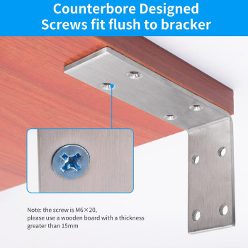 Yumore Shelf Bracket 8 Inch Heavy Duty 15 Thick Solid L Brackets Max Load 230Lbs Stainless Steel Countertop Bar Top Sup