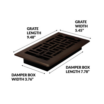 Decor Grates Ajh408Rb Oriental Floor Register 4W X 8H Rubbed Bronze Finish