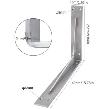 Yumore Shelf Bracket Heavy Duty 16X10X2 In 15In Extra Thick Solid L Brackets Stainless Steel Countertop Bar Top Support Bracke