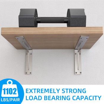 Yumore Shelf Bracket Heavy Duty 12X8X2 In 15In Extra Thick Solid L Brackets Stainless Steel Countertop Bar Top Support Bracket