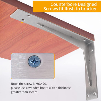 Yumore Shelf Bracket Heavy Duty 14X8X2 In 15In Extra Thick Solid L Brackets Stainless Steel Countertop Bar Top Support Bracket