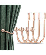 Lamaty Curtain Holdbacks 4Pcs Curtains Holder Wall Mounted Drapery Tiebacks Retro Window Hook For Home Decor Golden