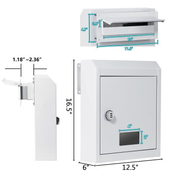 Toriexon Through The Door Drop Box 165 X 125 X 6 Mail Slots For Doors Adjustable Chute Door Mail Slot With Combination