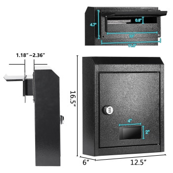 Toriexon Through The Door Drop Box 165 X 125 X 6 Mail Slots For Doors Adjustable Chute Door Mail Slot With Combination