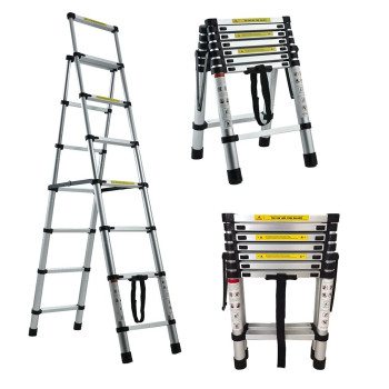 67 Steps66Ft 75Ft Aluminium Herringbone Ladder Portable Household Aframe Portable Multipurpose Telescopic Ladder