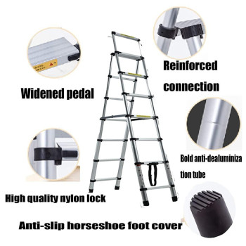 67 Steps66Ft 75Ft Aluminium Herringbone Ladder Portable Household Aframe Portable Multipurpose Telescopic Ladder