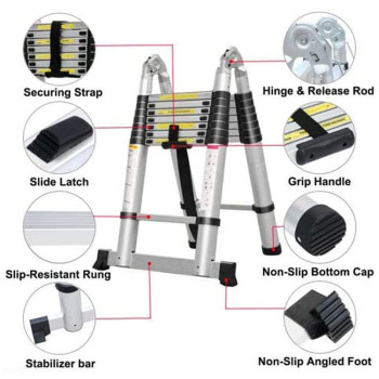 Telescoping Extension Ladder 5M2525M165 Ft Aluminum Extension Telescopic Ladder Multipurpose Climb Extendable Step Heavy