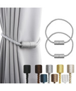 Porlau 2 Pack Grey Strong Magnetic Curtain Tiebacks Outdoor Elegant Decorative Tie Backs Modern Rope Tiebacks For Drapes Window