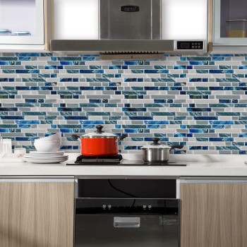 10Sheet Peel And Stick Backsplash For Kitchen Bathroom Stick On Backsplash Blue Tile 12X12