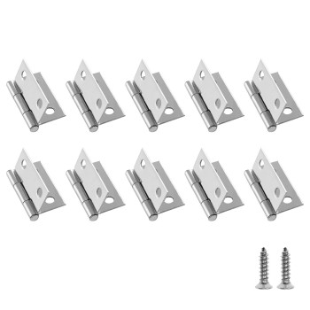 Biaungdo 10 Pack 1 Inch Butt Hinge Stainless Steel Folding Butt Hinges Cabinet Mini Hinges Small Box Hinges Door Hinge Rectang