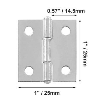 Biaungdo 10 Pack 1 Inch Butt Hinge Stainless Steel Folding Butt Hinges Cabinet Mini Hinges Small Box Hinges Door Hinge Rectang