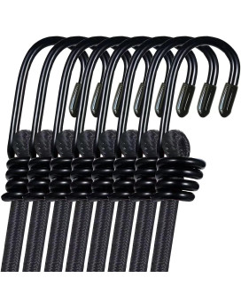 Icomo 8 Pack Bungee Cord With Hooks 24 Heavy Duty Bungee Cords With Durable Metal Hooks Bungee Cords Heavy Duty Outdoor Bl