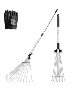 Vivosun 2Pack Leaf Rake Set Adjustable Garden Camping Rake Includes 15Tine 64 Rake And 9Tine 30 Rake Metal Rake With Co