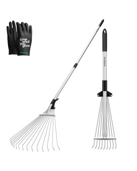 Vivosun 2Pack Leaf Rake Set Adjustable Garden Camping Rake Includes 15Tine 64 Rake And 9Tine 30 Rake Metal Rake With Co