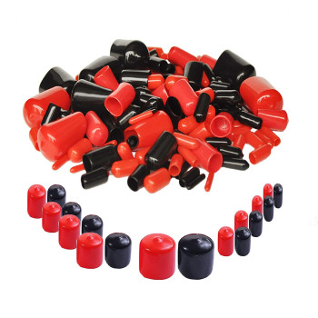 200 Pieces Rubber End Caps Assortment Kit Vinyl Flexible Bolt Screw Rubber Caps Thread Protector End Safety Cover Multipurpose