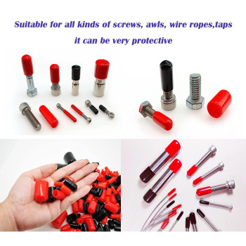 200 Pieces Rubber End Caps Assortment Kit Vinyl Flexible Bolt Screw Rubber Caps Thread Protector End Safety Cover Multipurpose