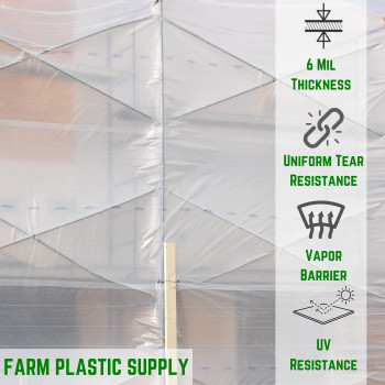 Farm Plastic Supply Dura Skrim String Reinforced Clear Plastic Sheeting 6 Mil 12 X 100 Reinforced Poly Film Tear Res