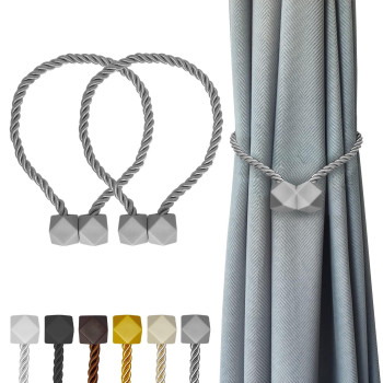 Hion Magnetic Curtain Tiebacks Grey 2Pcs Curtain Tiebacks Buckles Holdbacks Holders Hooks Clip For Home Bedroom Office Decorati