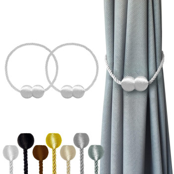 Hion Magnetic Curtain Tiebacks White 2Pcs Curtain Tiebacks Buckles Holdbacks Holders Hooks Clip For Home Bedroom Office Decorat