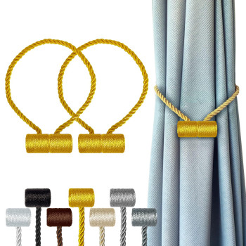 Hion Magnetic Curtain Tiebacks Golden 2Pcs Curtain Tiebacks Buckles Holdbacks Holders Hooks Clip For Home Bedroom Office Decora